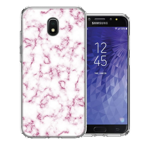MUNDAZE For Samsung J3 2018/J337/AMP Prime 3/J3 Achieve Pink Marble Design Double Layer Phone Case Cover
