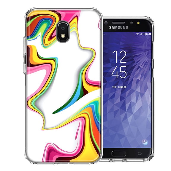 MUNDAZE For Samsung J3 2018/J337/AMP Prime 3/J3 Achieve Rainbow Abstract Design Double Layer Phone Case Cover