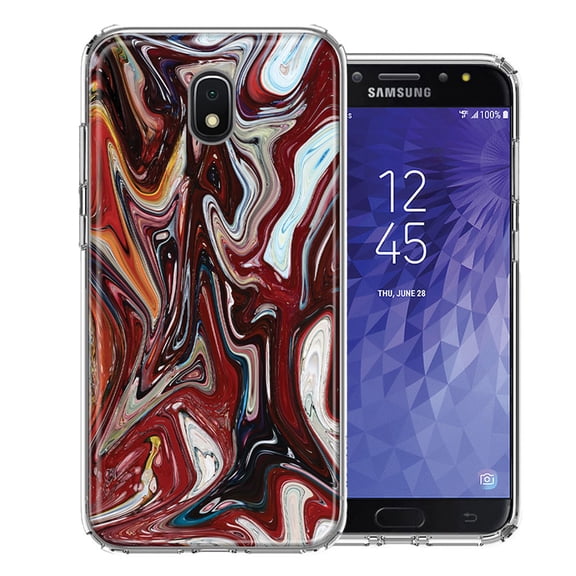 MUNDAZE For Samsung J3 2018/J337/AMP Prime 3/J3 Achieve Red White Abstract Design Double Layer Phone Case Cover