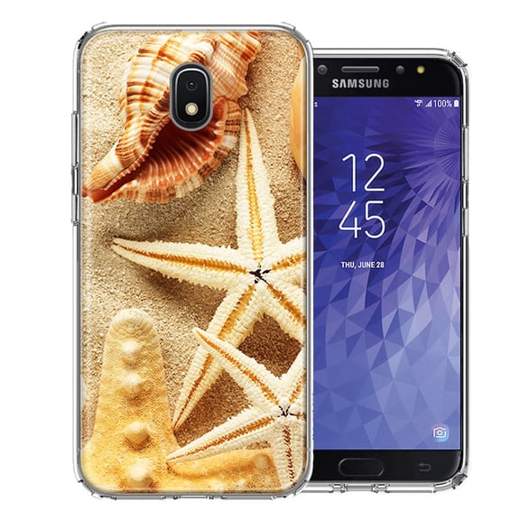 MUNDAZE For Samsung J3 2018/J337/AMP Prime 3/J3 Achieve Sand Shells Starfish Design Double Layer Phone Case Cover