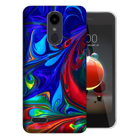 MUNDAZE LG Aristo 3 / 2 / Tribute Dynasty / Zone 4 Blue Red Oil Paint Design TPU Gel Phone Case Cover