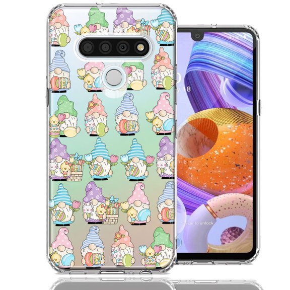 MUNDAZE LG K51 Pastel Easter Cute Gnomes Spring Flowers Eggs Holiday Seasonal Double Layer Phone Case Cover