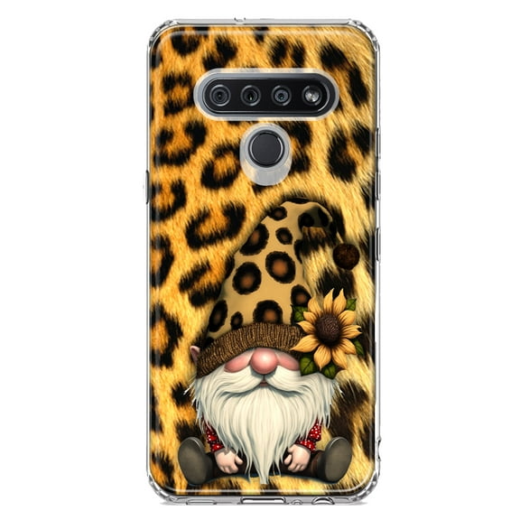 MUNDAZE LG K51 Shockproof Clear Hybrid Protective Phone Case Gnome Sunflower Leopard Cover