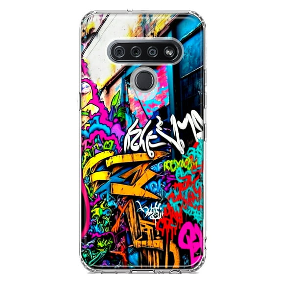 MUNDAZE LG K51 Shockproof Clear Hybrid Protective Phone Case Urban Graffiti Street Art Painting Cover