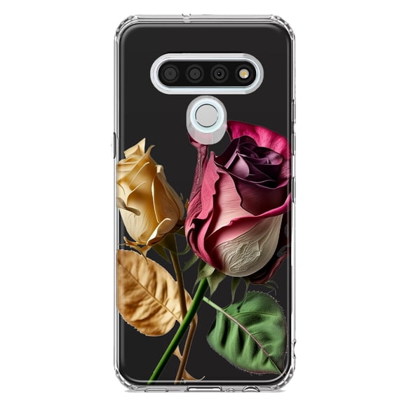 MUNDAZE LG Stylo 6 Red Yellow Dried Roses Double Layer Phone Case Cover