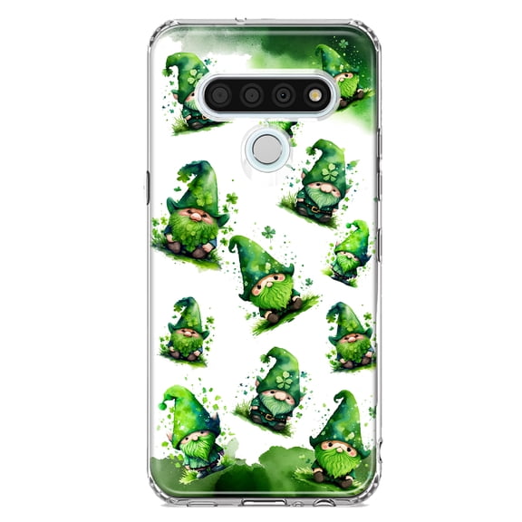 MUNDAZE LG Stylo 6 Shockproof Clear Hybrid Protective Phone Case Gnomes Shamrock Lucky Green Clover St. Patrick Cover