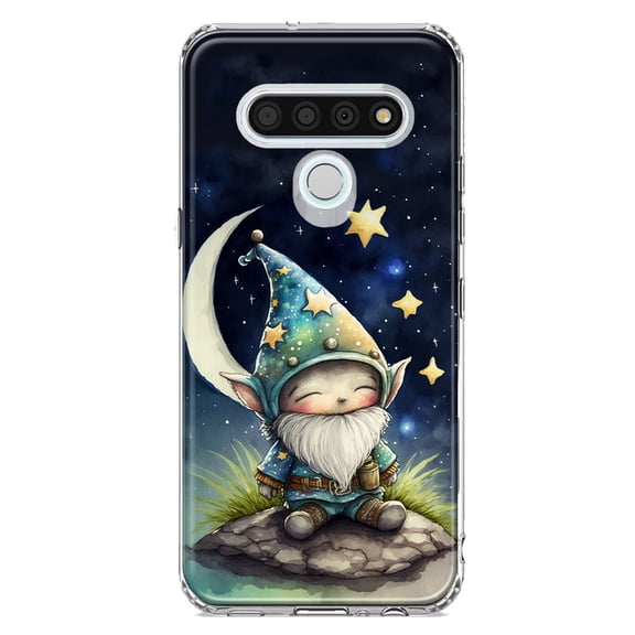 MUNDAZE LG Stylo 6 Shockproof Clear Hybrid Protective Phone Case Stars Moon Starry Night Space Gnome Cover