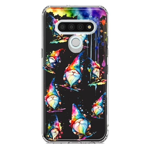 MUNDAZE LG Stylo 6 Shockproof Clear Hybrid Protective Phone Case Water Painting Colorful Splash Gnomes Cover
