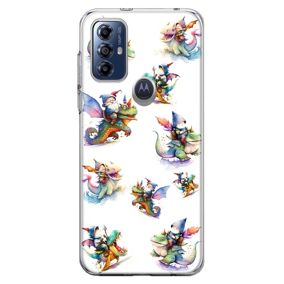 MUNDAZE Motorola Moto G Play 2023 Shockproof Clear Hybrid Protective Phone Case Cute Fairy Cartoon Gnomes Dragons Monsters Cover