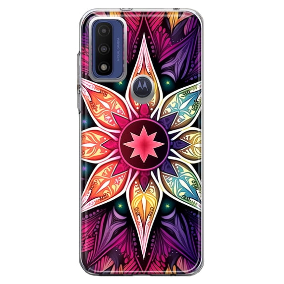 MUNDAZE Motorola Moto G Play 2023 Shockproof Clear Hybrid Protective Phone Case Mandala Geometry Abstract Star Pattern Cover