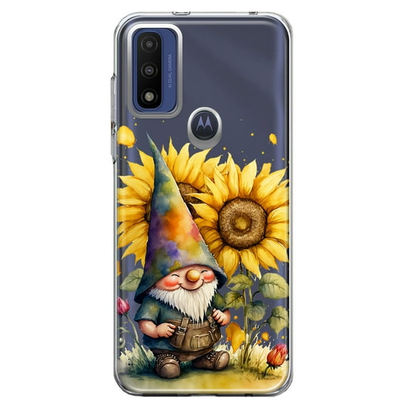 MUNDAZE Motorola Moto G Pure G Power 2022 G Play 2023 Shockproof Clear Hybrid Phone Case Cute Gnome Sunflowers Clear Cover