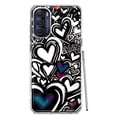 thumbnail image 1 of MUNDAZE Motorola Moto G Stylus 4G 2022 Shockproof Clear Hybrid Protective Phone Case Black White Hearts Love Graffiti Cover, 1 of 5
