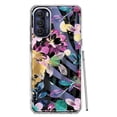 thumbnail image 1 of MUNDAZE Motorola Moto G Stylus 4G 2022 Shockproof Clear Hybrid Protective Phone Case Zebra Stripes Tropical Flowers Purple Blue Summer Vibes Cover, 1 of 5