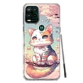 thumbnail image 1 of MUNDAZE Motorola Moto G Stylus 5G Shockproof Clear Hybrid Protective Phone Case Kawaii Manga Pink Cherry Blossom Cute Cat Cover, 1 of 5