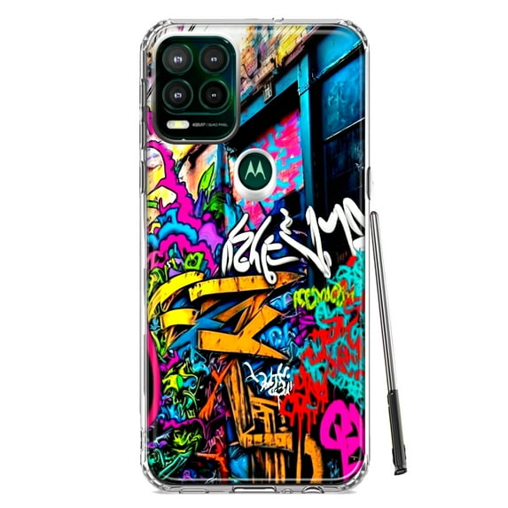 MUNDAZE Motorola Moto G Stylus 5G Shockproof Clear Hybrid Protective Phone Case Urban Graffiti Street Art Painting Cover