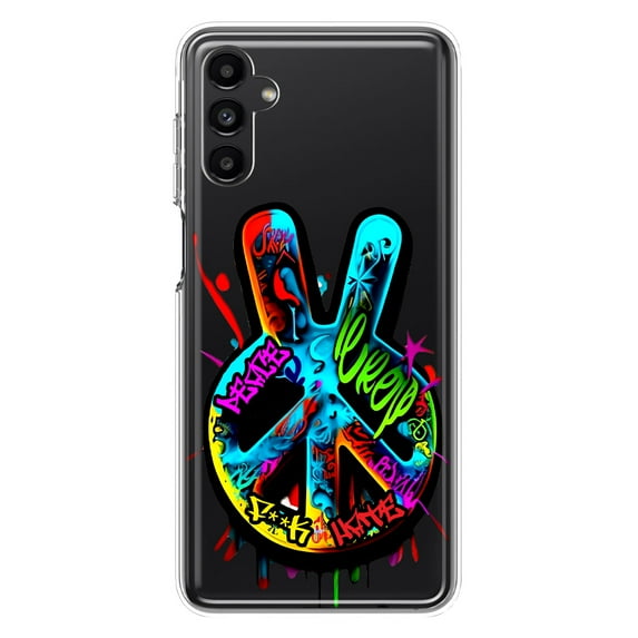 MUNDAZE Samsung Galaxy A14 5G Shockproof Clear Hybrid Protective Phone Case Peace Graffiti Painting Art Cover