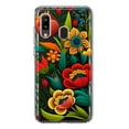 thumbnail image 1 of MUNDAZE Samsung Galaxy A20 Shockproof Clear Hybrid Protective Phone Case Colorful Red Orange Folk Style Floral Spring Flowers Cover, 1 of 5