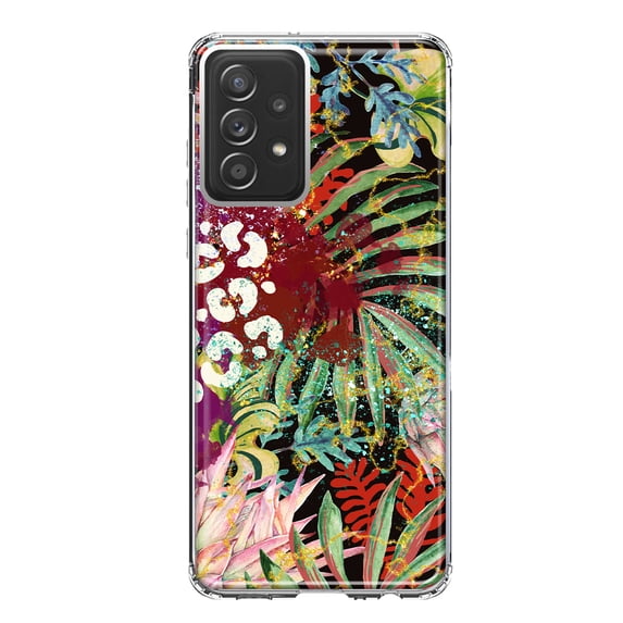 MUNDAZE Samsung Galaxy A33 Shockproof Clear Hybrid Protective Phone Case Leopard Tropical Vacation Beach Flowers Cover