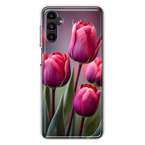 MUNDAZE Samsung Galaxy A54 5G Pink Tulip Flowers Floral Shockproof Clear Hybrid Protective Phone Case Cover