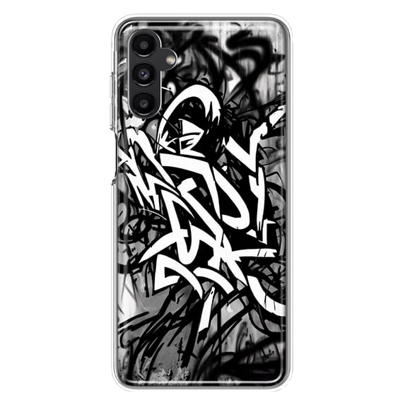 MUNDAZE Samsung Galaxy A54 5G Shockproof Clear Hybrid Protective Phone Case Black White Urban Graffiti Cover