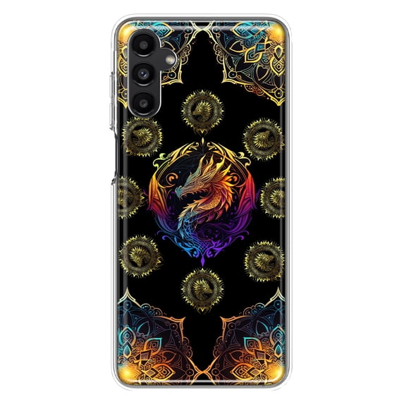 MUNDAZE Samsung Galaxy A54 5G Shockproof Clear Hybrid Protective Phone Case Mandala Geometry Abstract Dragon Pattern Cover