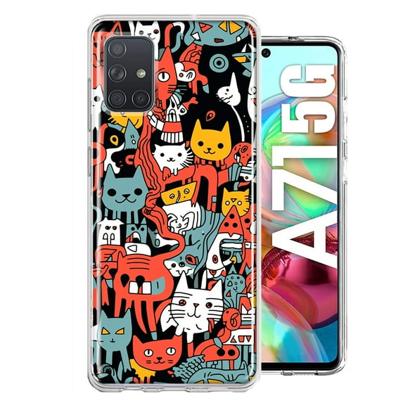 MUNDAZE Samsung Galaxy A71 5G Shockproof Clear Hybrid Protective Phone Case Psychedelic Cute Cats Friends Pop Art Cover