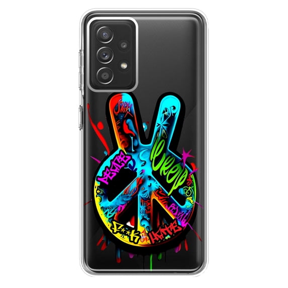 MUNDAZE Samsung Galaxy A72 Shockproof Clear Hybrid Protective Phone Case Peace Graffiti Painting Art Cover