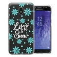thumbnail image 1 of MUNDAZE Samsung Galaxy J3 Express/Prime 3/Amp Prime 3 Christmas Holiday Let It Snow Winter Blue Snowflakes Design Double Layer Phone Case Cover, 1 of 3