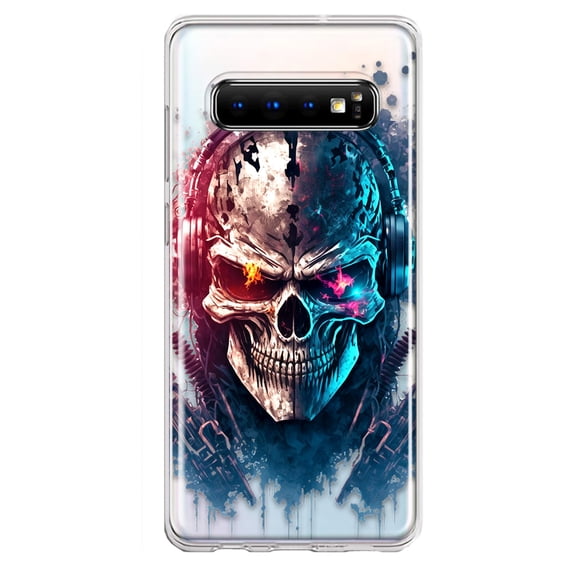 MUNDAZE Samsung Galaxy S10 Plus Cyberpunk Machine Headphones Skull Double Layer Phone Case Cover