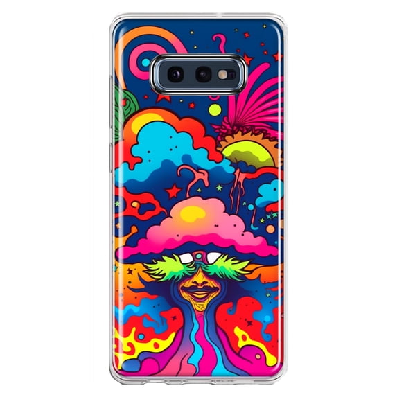 MUNDAZE Samsung Galaxy S10e Shockproof Clear Hybrid Protective Phone Case Neon Rainbow Psychedelic Trippy Hippie Bomb Star Dream