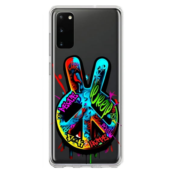 MUNDAZE Samsung Galaxy S20 Shockproof Clear Hybrid Protective Phone Case Peace Graffiti Painting Art Cover