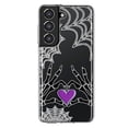 thumbnail image 1 of MUNDAZE Samsung Galaxy S21 FE Shockproof Clear Hybrid Protective Phone Case Halloween Skeleton Heart Hands Spooky Spider Web Cover, 1 of 5
