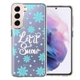 thumbnail image 1 of MUNDAZE Samsung Galaxy S22 Plus Christmas Holiday Let It Snow Winter Blue Snowflakes Design Double Layer Phone Case Cover, 1 of 3