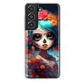 thumbnail image 1 of MUNDAZE Samsung Galaxy S22 Shockproof Clear Hybrid Protective Phone Case Halloween Spooky Colorful Day of the Dead Skull Girl Cover, 1 of 5