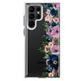 thumbnail image 1 of MUNDAZE Samsung Galaxy S22 Ultra Shockproof Clear Hybrid Protective Phone Case Navy Blue Summer Watercolor Floral Purple Flowers Cover, 1 of 5