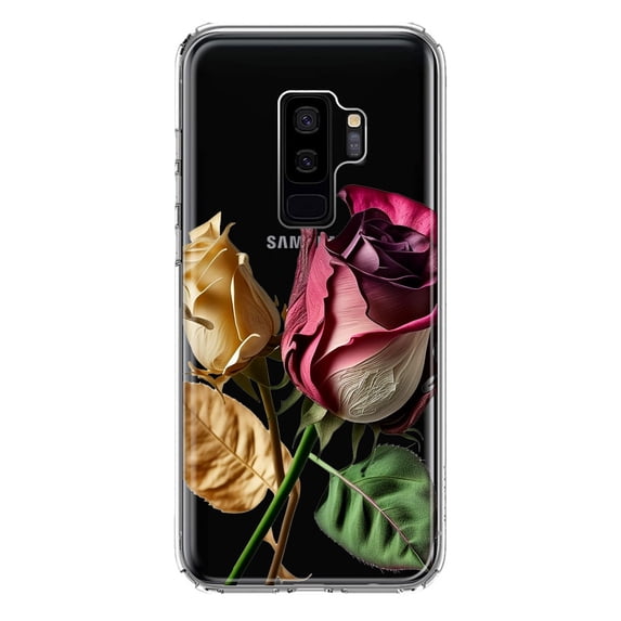 MUNDAZE Samsung Galaxy S9 Plus Red Yellow Dried Roses Double Layer Phone Case Cover