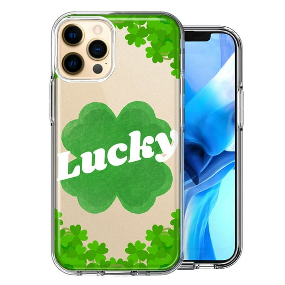 MUNDAZE for Apple iPhone 11 Pro Lucky St Patrick's Day Shamrock Green Clovers Double Layer Phone Case Cover
