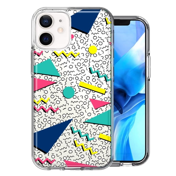 MUNDAZE for Apple iPhone 12 Mini 90's Swag Shapes Design Double Layer Phone Case Cover