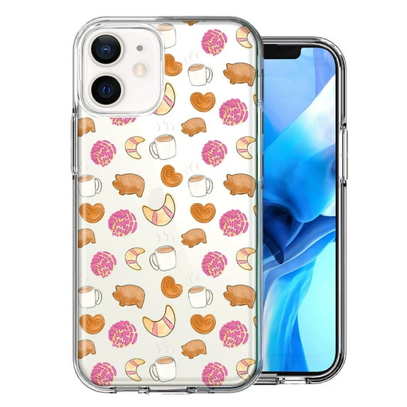 MUNDAZE for Apple iPhone 12 Mini Mexican Pan Dulce Cafecito Coffee Concha Polka Dots Double Layer Phone Case Cover