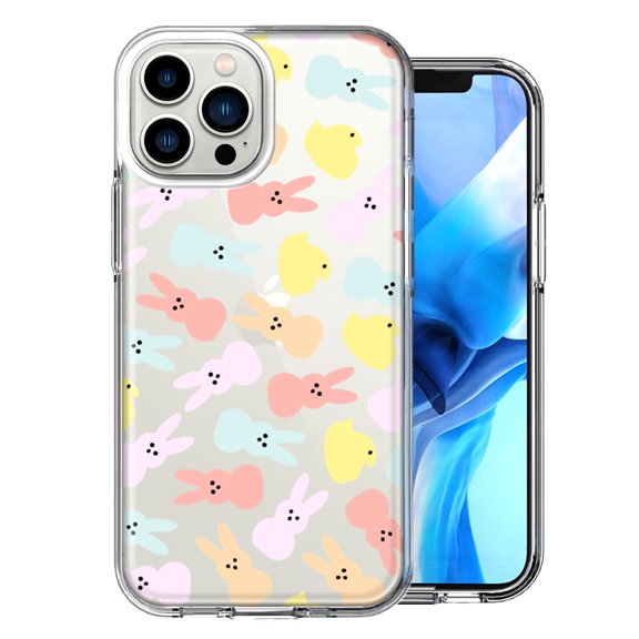 MUNDAZE for Apple iPhone 13 Pro Max Pastel Easter Polkadots Bunny Chick Candies Double Layer Phone Case Cover
