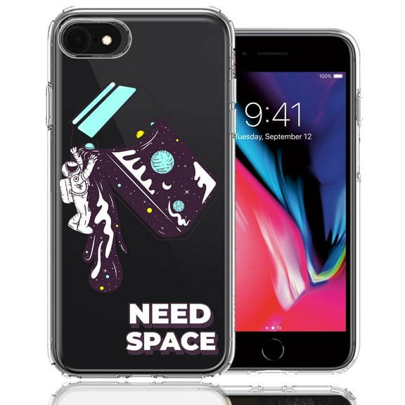 MUNDAZE for Apple iPhone 6/7/8/SE Need Space Astronaut Stars Design Double Layer Phone Case Cover