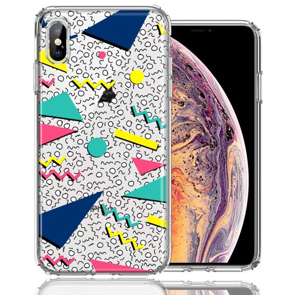 MUNDAZE for Apple iPhone XS/X 90's Swag Shapes Design Double Layer Phone Case Cover