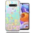 thumbnail image 1 of MUNDAZE for LG K51 Leopard Easter Bunny Candy Colorful Rainbow Double Layer Phone Case Cover, 1 of 3