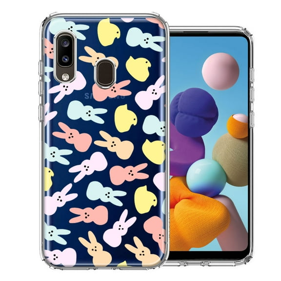 MUNDAZE for Samsung Galaxy A20 Pastel Easter Polkadots Bunny Chick Candies Double Layer Phone Case Cover