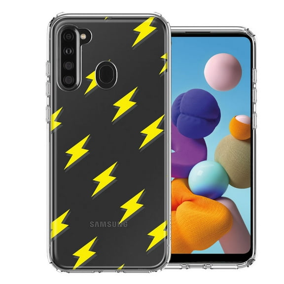 MUNDAZE for Samsung Galaxy A21 Electric Lightning Bolts Design Double Layer Phone Case Cover