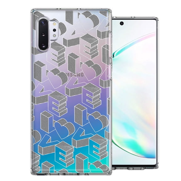 MUNDAZE for Samsung Galaxy Note 10 3D Love Letters Hearts Valentine's Day Double Layer Phone Case Cover