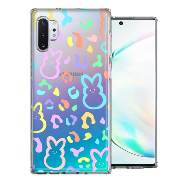 MUNDAZE for Samsung Galaxy Note 10 Plus Leopard Easter Bunny Candy Colorful Rainbow Double Layer Phone Case Cover