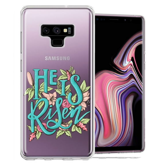 MUNDAZE for Samsung Galaxy Note 9 He Is Risen Text Easter Jesus Christian Flowers Double Layer Phone Case Cover