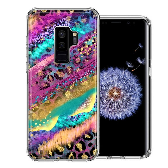 MUNDAZE for Samsung Galaxy S9 Plus Leopard Paint Colorful Beautiful Abstract Milkyway Double Layer Phone Case Cover