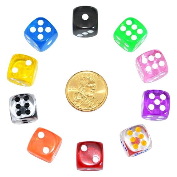 MUNDIDO 10-Pack D6 Six Sided 16mm Transparent Dice Die for DND, MTG, RPG, Tenzi, Yahtze, Bunco, Table Borad Games, Math Teaching